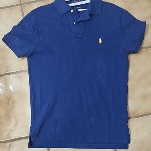 Polo by Ralph Lauren Blue Blouse with Yellow Logo